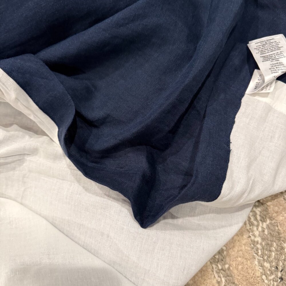 Practically Brand New Solid European Flax Linen Curtain, Midnight , 4 panels - Picture 8 of 8